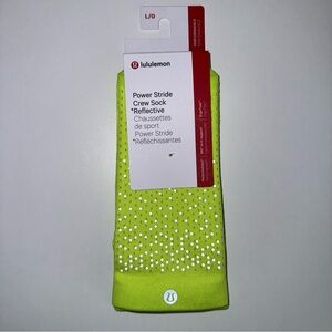 NEW Lululemon Power Stride Crew Sock *Reflective Highlight Yellow Size Large L